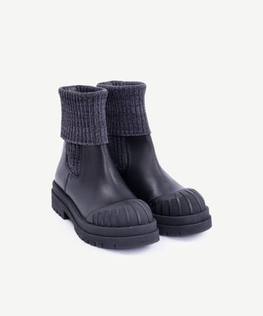  YARGICI Bileği Triko Detaylı Deri Bot