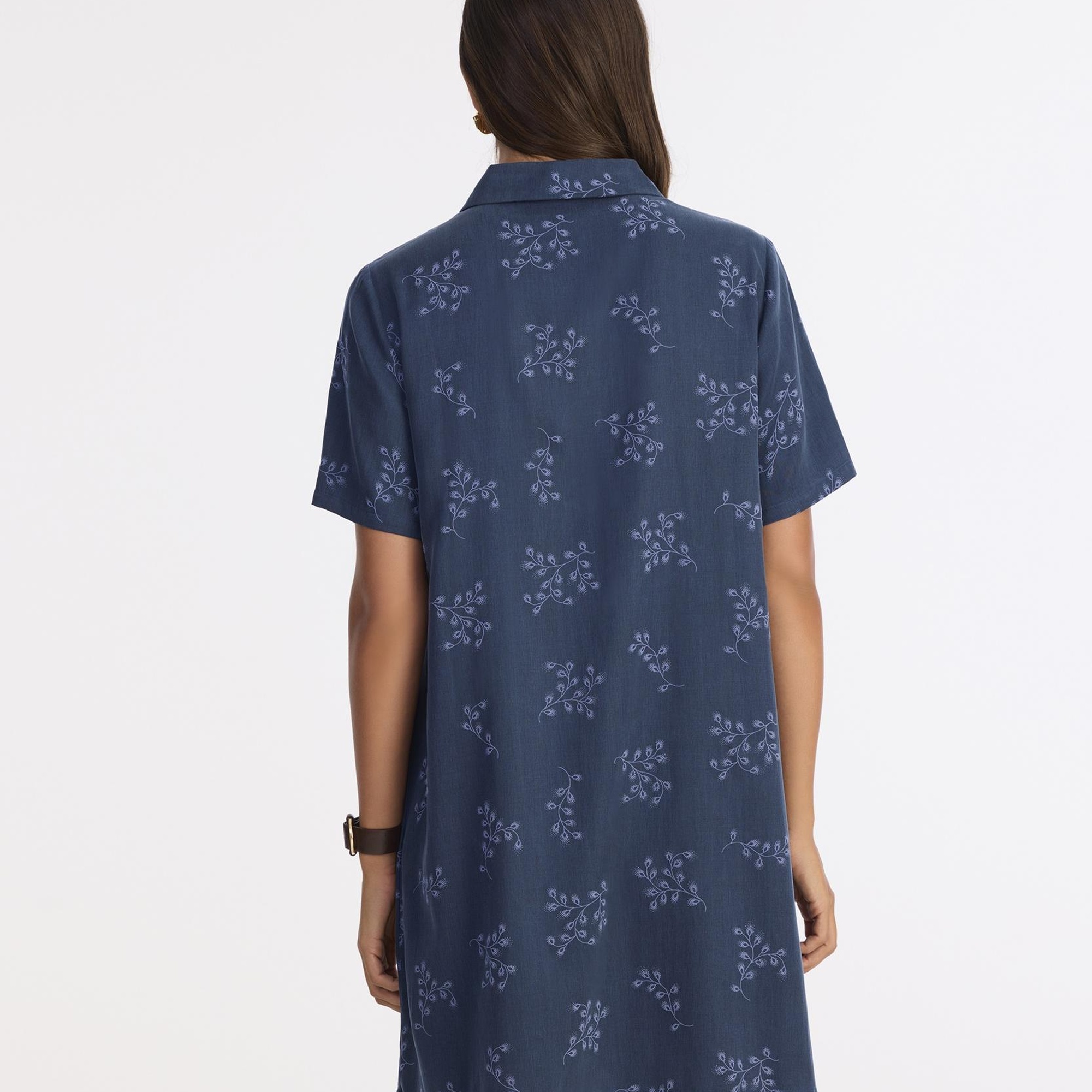 YARGICI Düz Gömlek Yaka Kısa Kol Elbise