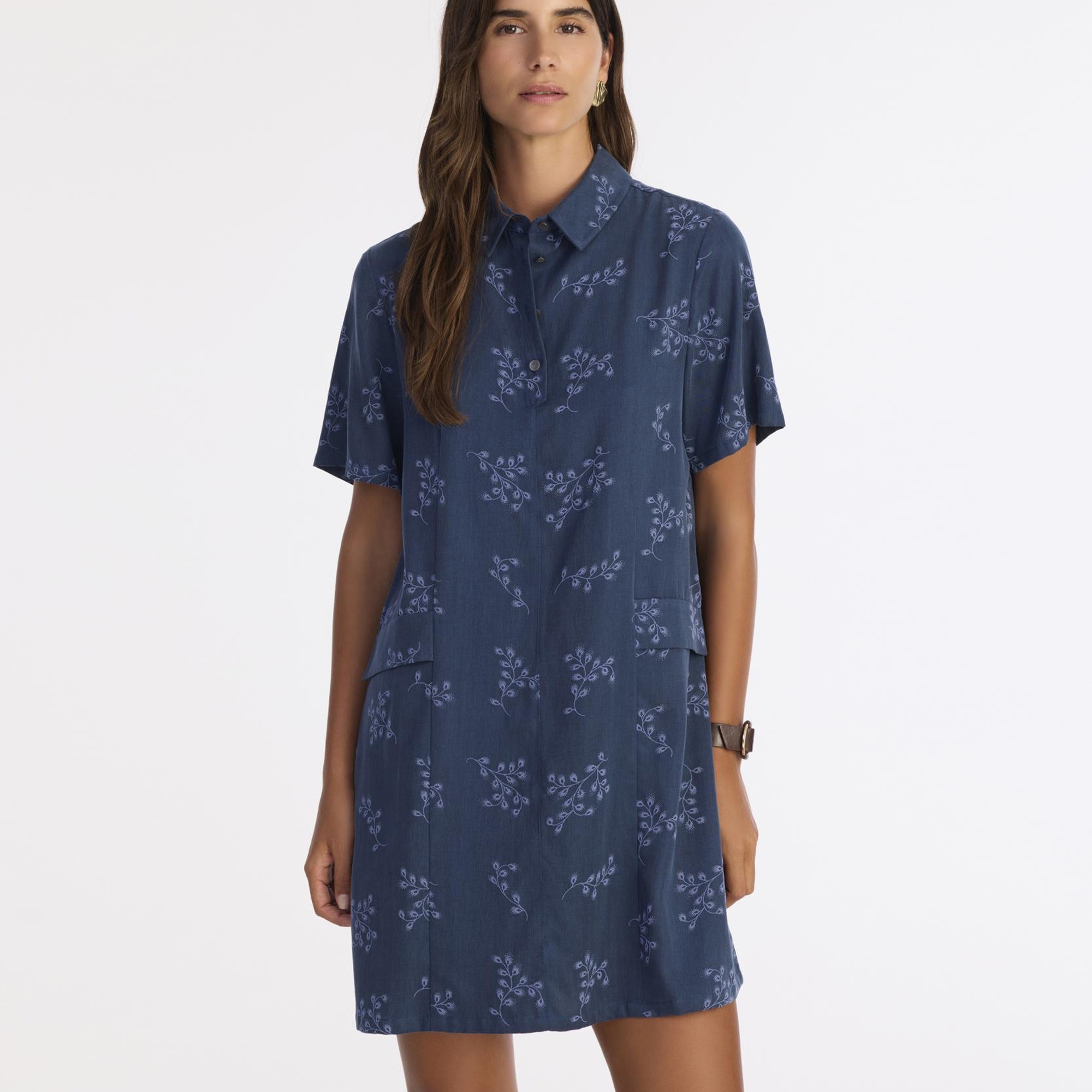 YARGICI Düz Gömlek Yaka Kısa Kol Elbise