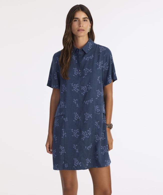  YARGICI Düz Gömlek Yaka Kısa Kol Elbise