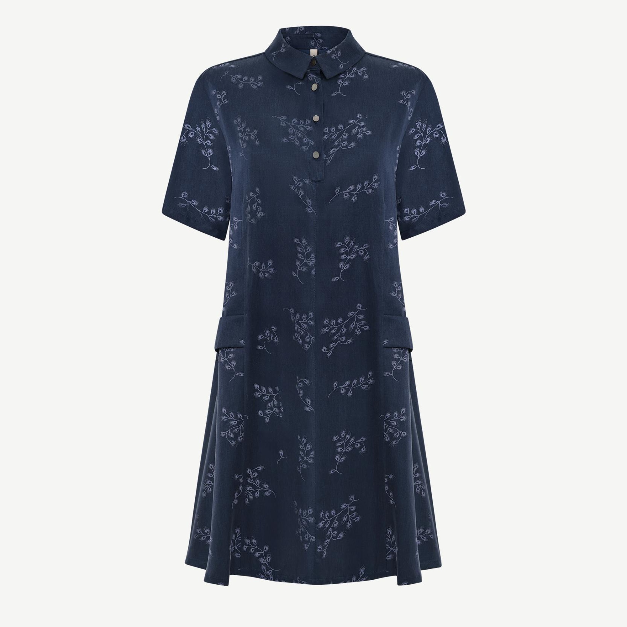 YARGICI Düz Gömlek Yaka Kısa Kol Elbise