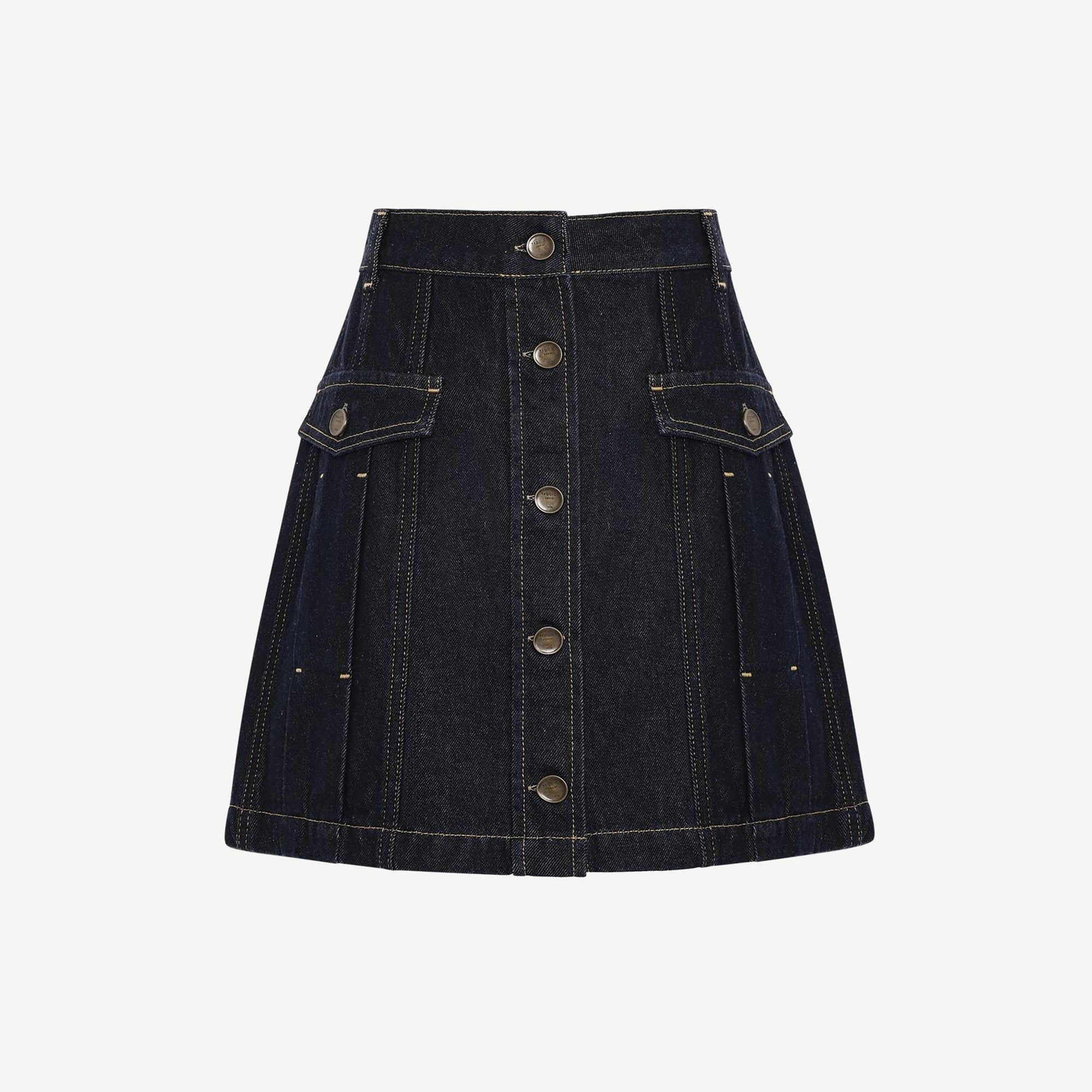 YARGICI Pens Detaylı Düğmeli Kısa Denim Etek