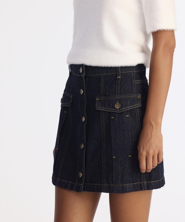  YARGICI Pens Detaylı Düğmeli Kısa Denim Etek