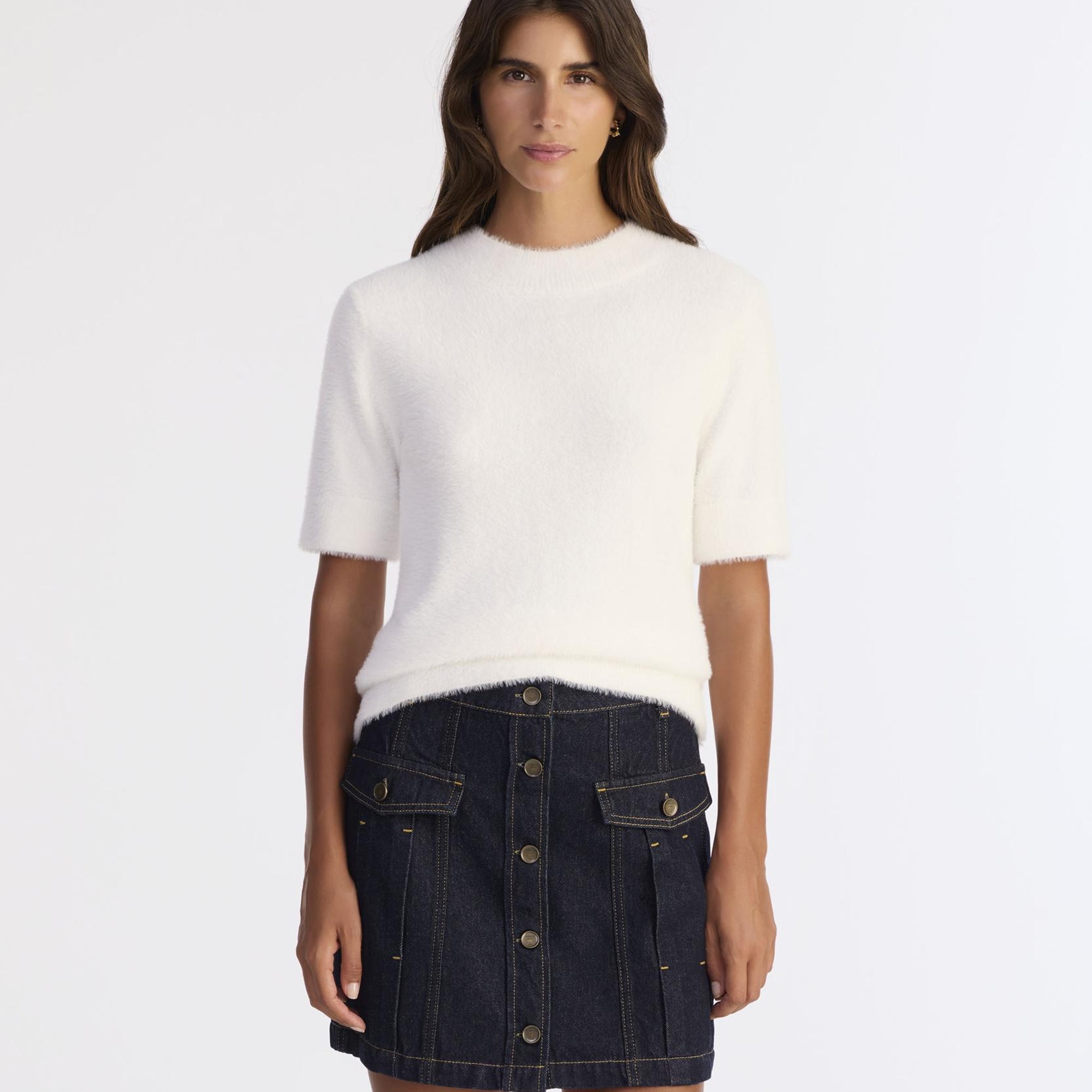 YARGICI Pens Detaylı Düğmeli Kısa Denim Etek