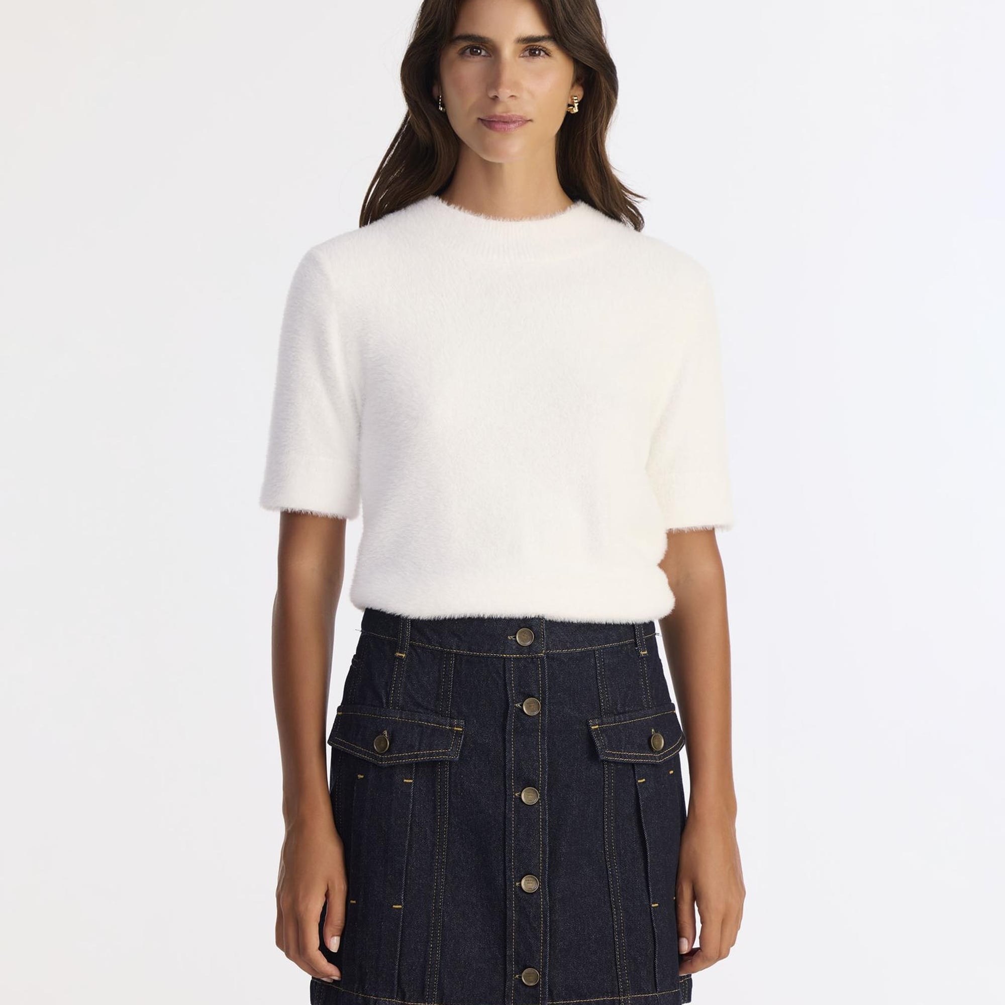 YARGICI Pens Detaylı Düğmeli Kısa Denim Etek