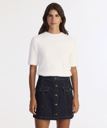  YARGICI Pens Detaylı Düğmeli Kısa Denim Etek