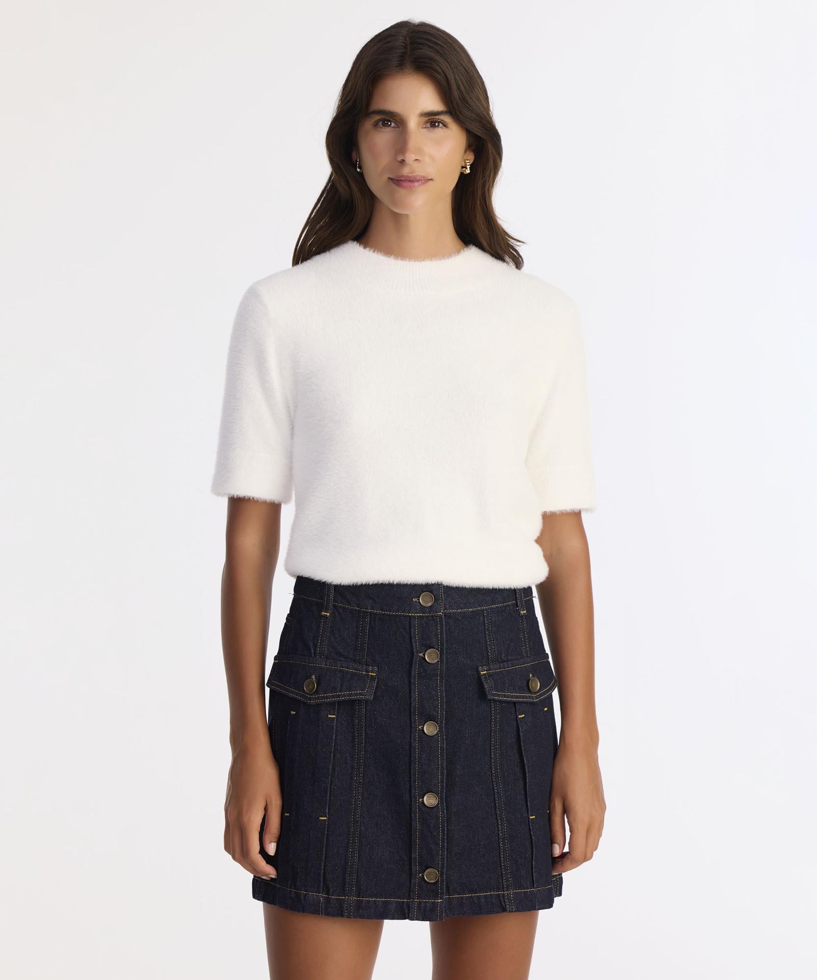  YARGICI Pens Detaylı Düğmeli Kısa Denim Etek