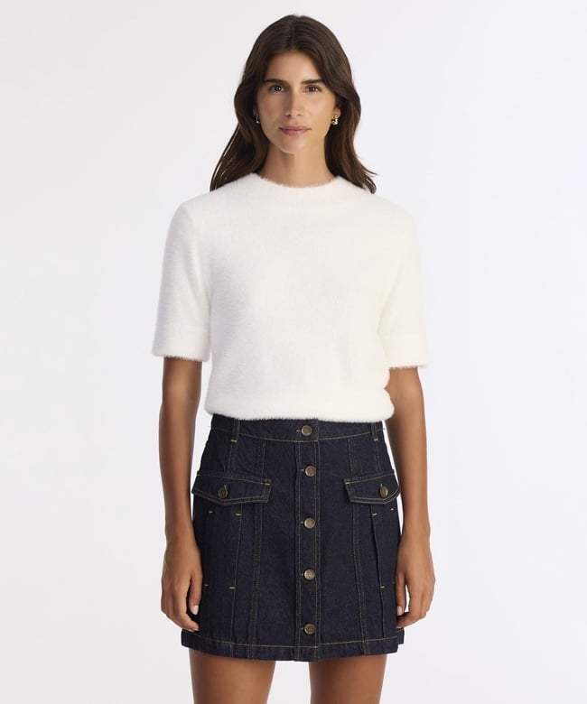  YARGICI Pens Detaylı Düğmeli Kısa Denim Etek