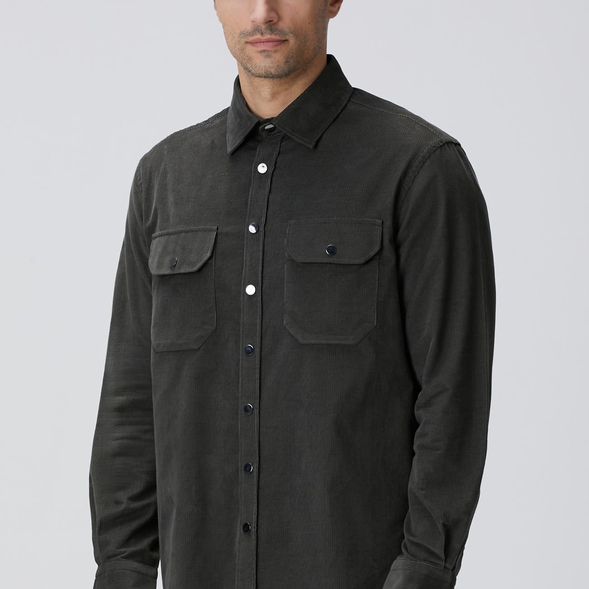 Network Erkek Haki Fitilli Kadife Gömlek