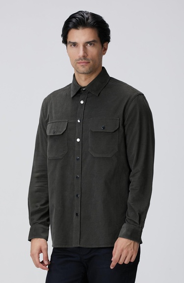  Network Erkek Haki Fitilli Kadife Gömlek