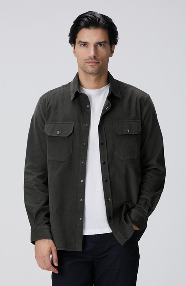  Network Erkek Haki Fitilli Kadife Gömlek