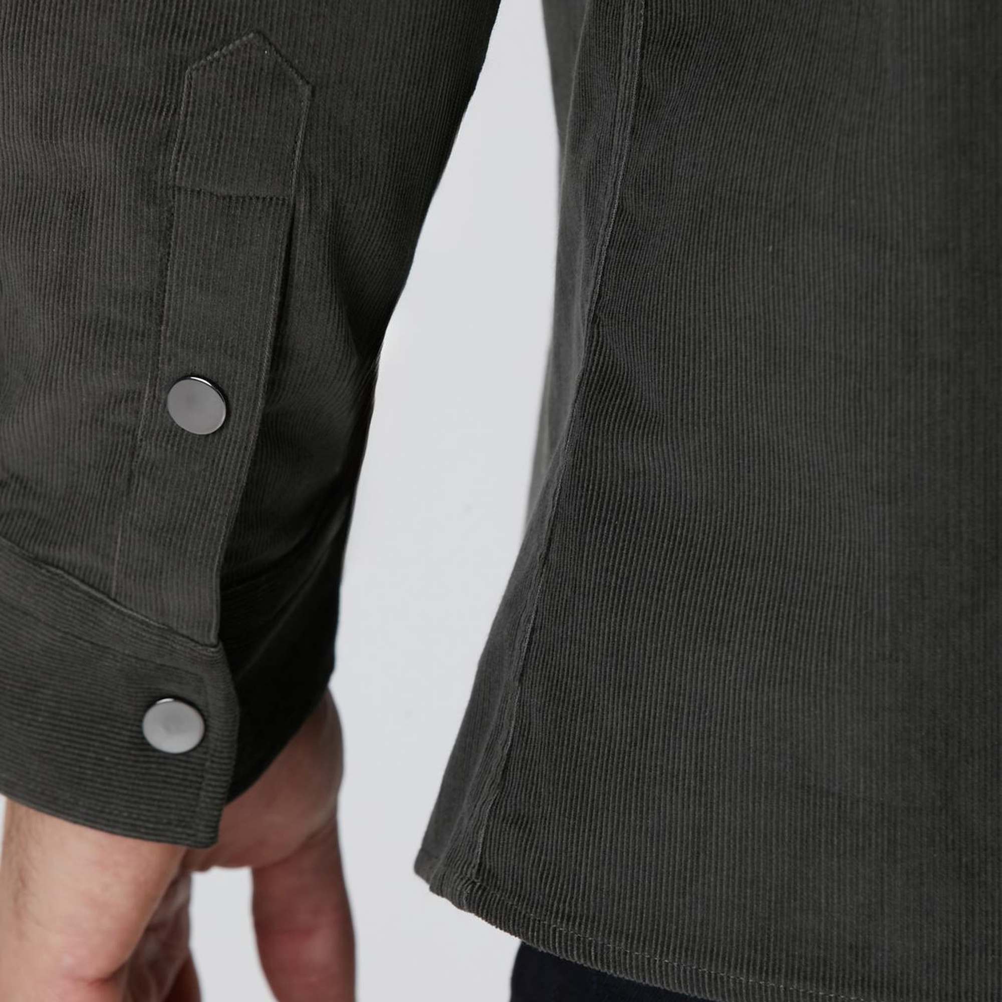 Network Erkek Haki Fitilli Kadife Gömlek