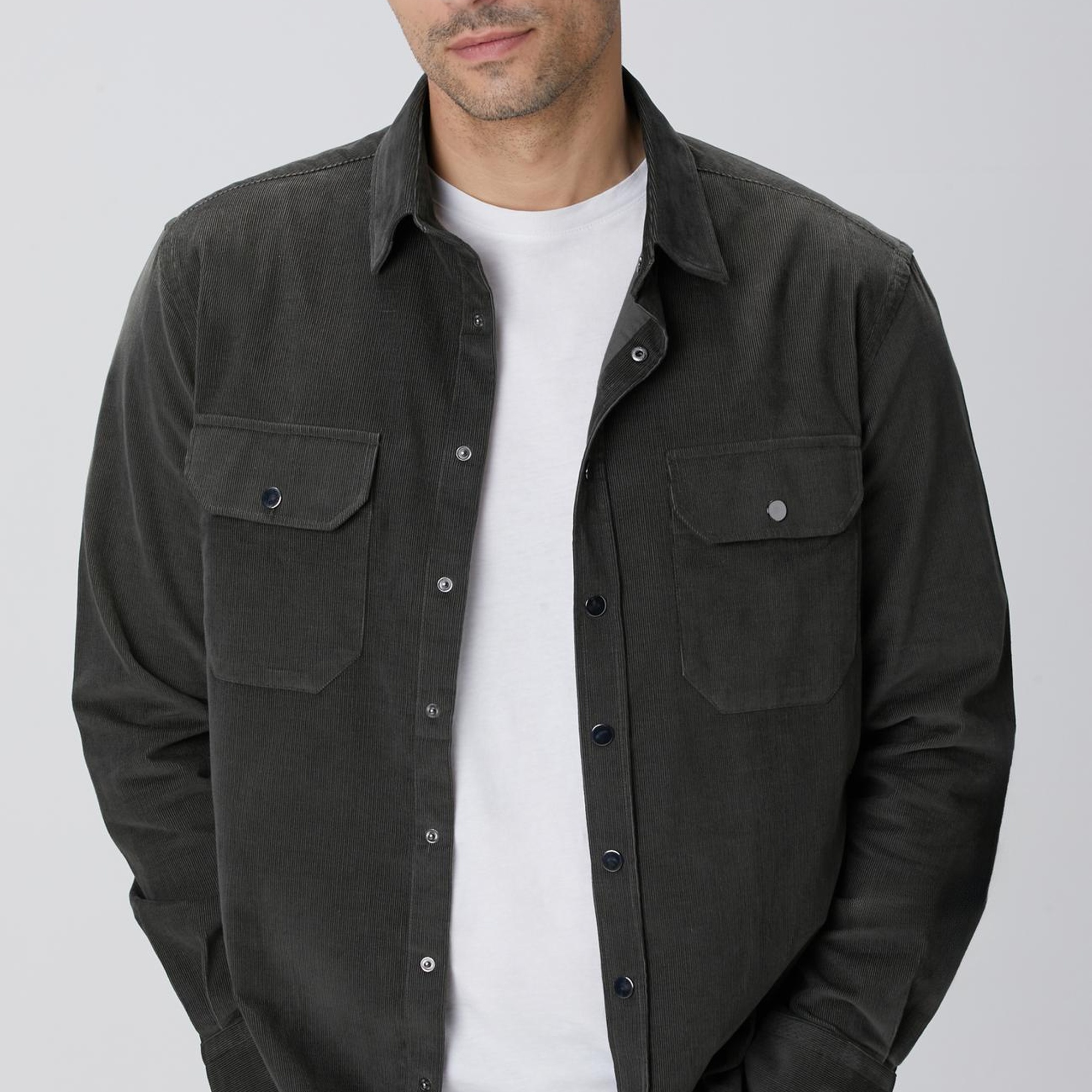 Network Erkek Haki Fitilli Kadife Gömlek