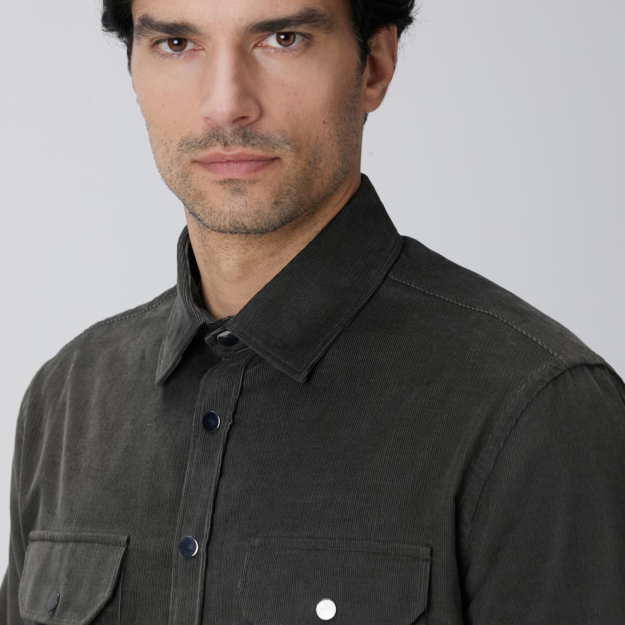 Network Erkek Haki Fitilli Kadife Gömlek