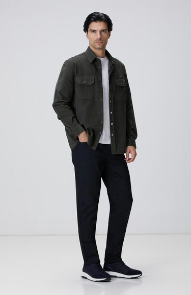  Network Erkek Haki Fitilli Kadife Gömlek