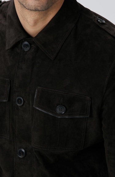  Network Erkek Kahverengi Deri Coat Ceket