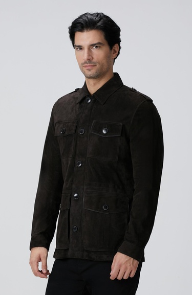  Network Erkek Kahverengi Deri Coat Ceket