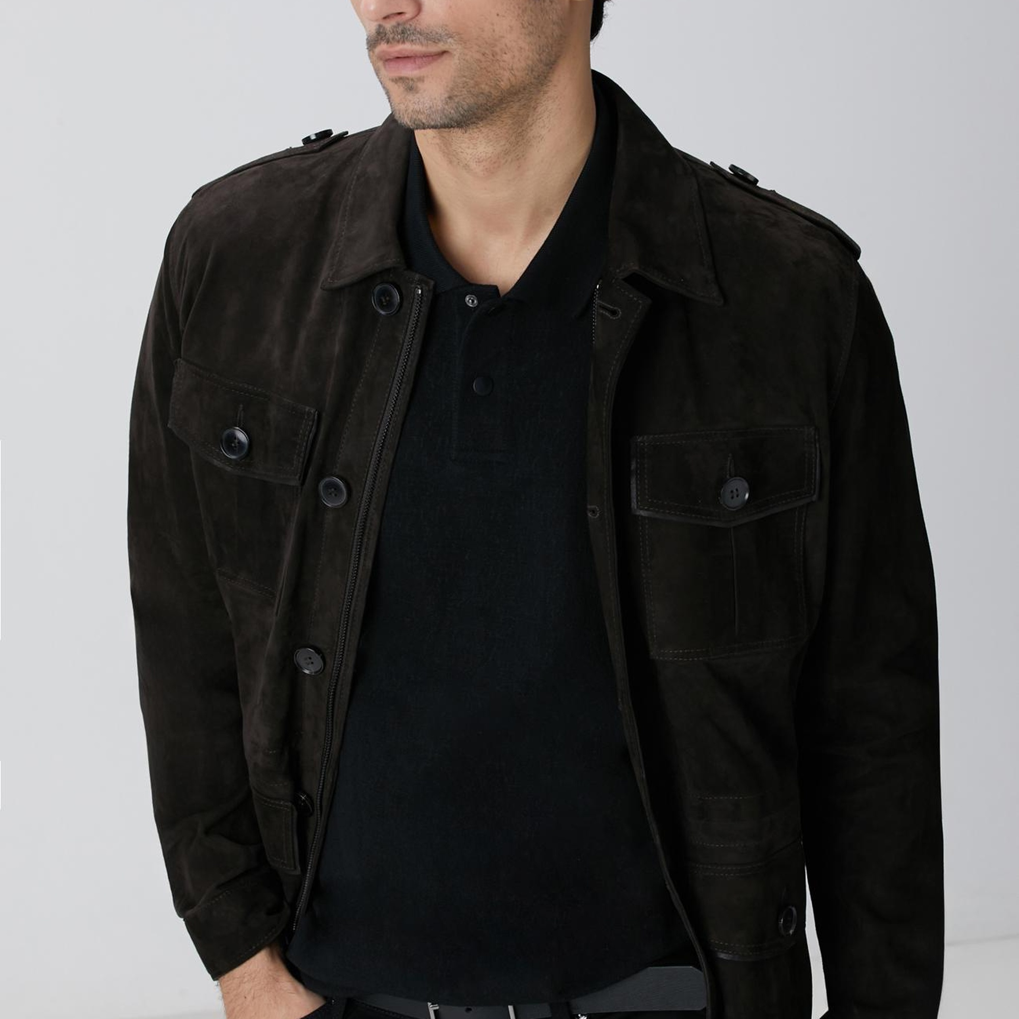 Network Erkek Kahverengi Deri Coat Ceket