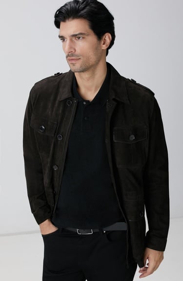  Network Erkek Kahverengi Deri Coat Ceket