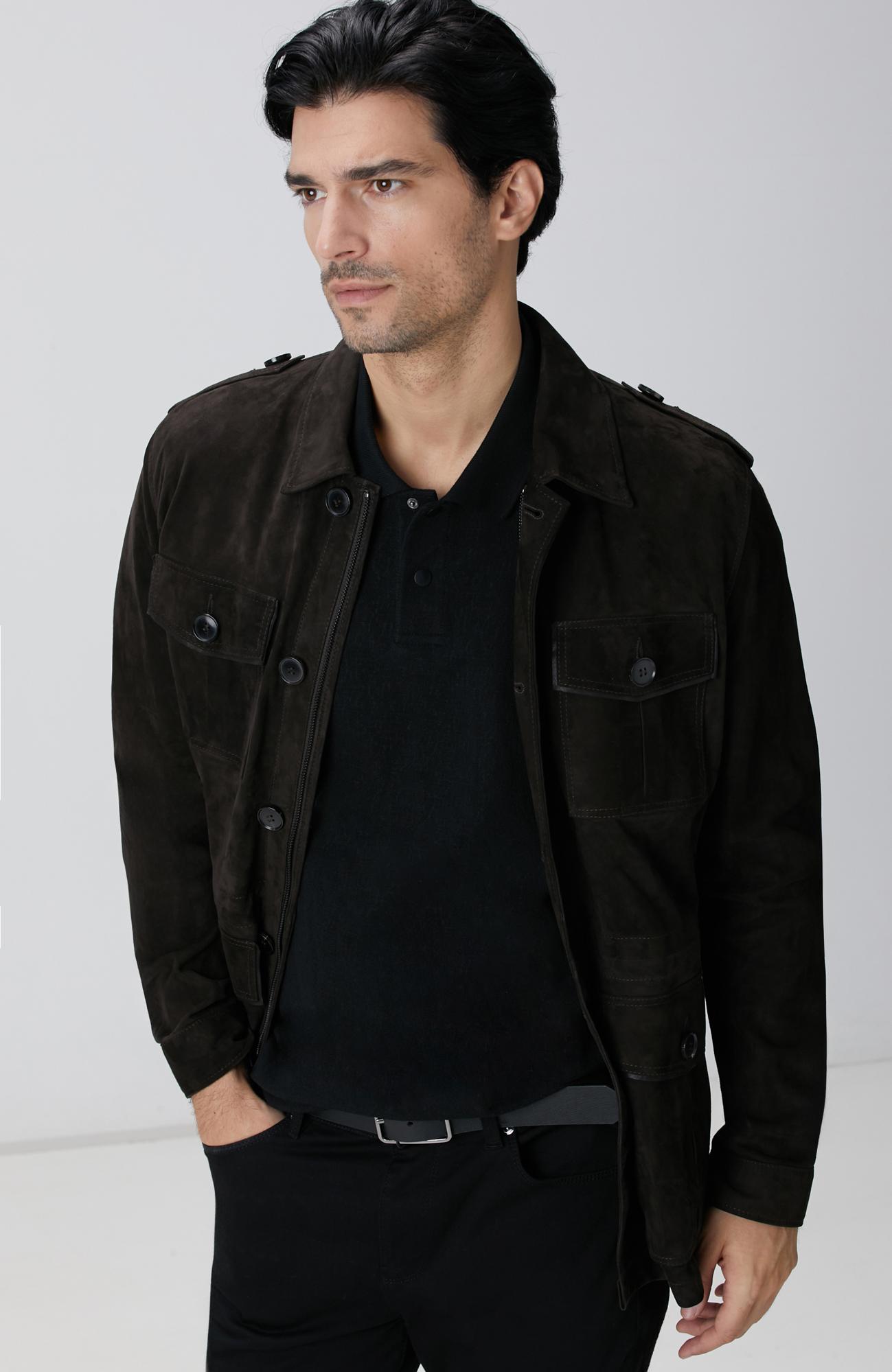  Network Erkek Kahverengi Deri Coat Ceket