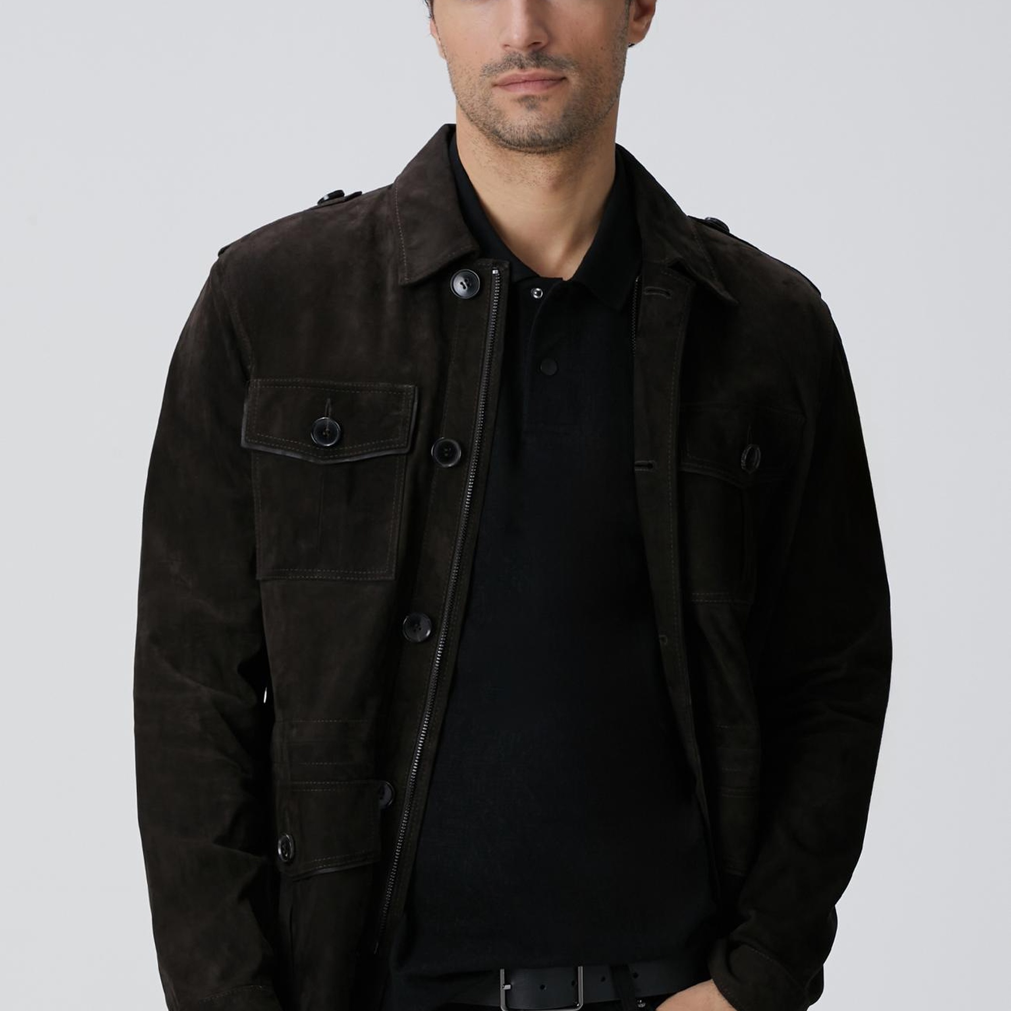 Network Erkek Kahverengi Deri Coat Ceket