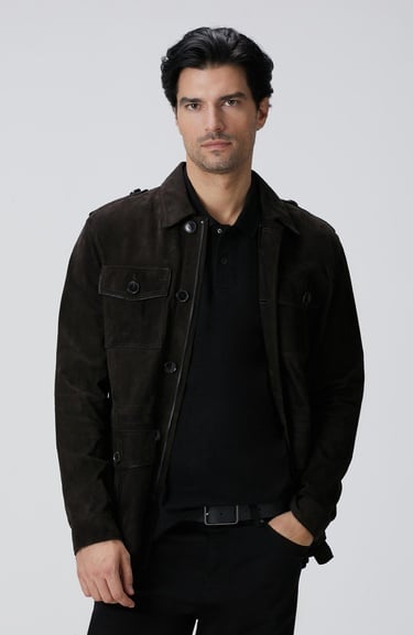  Network Erkek Kahverengi Deri Coat Ceket