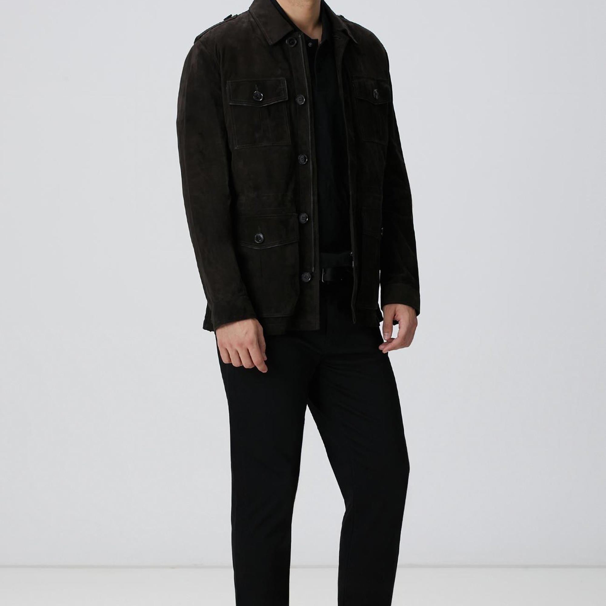 Network Erkek Kahverengi Deri Coat Ceket