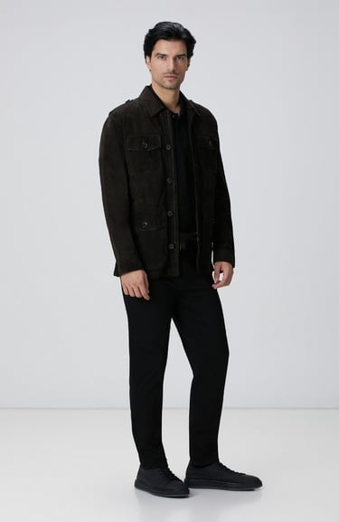  Network Erkek Kahverengi Deri Coat Ceket