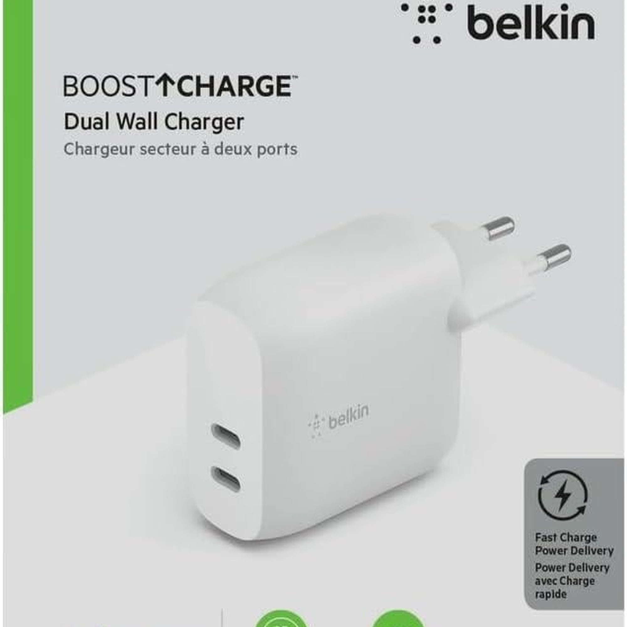 Belkin Çift 20W USB-C PD Duvar Şarj Cihazı 40W
