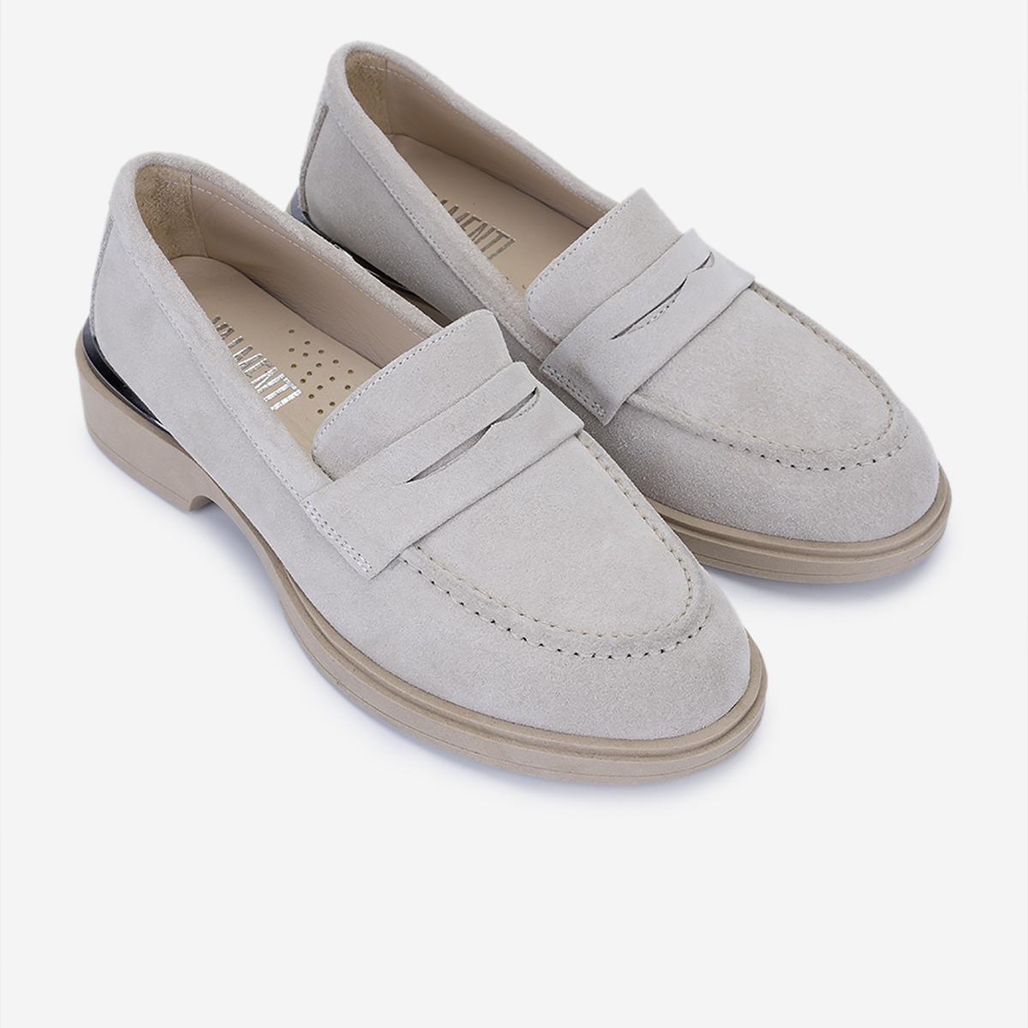 Valmenti Kadın Bej Süet Loafer Ayakkabı