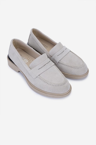  Valmenti Kadın Bej Süet Loafer Ayakkabı