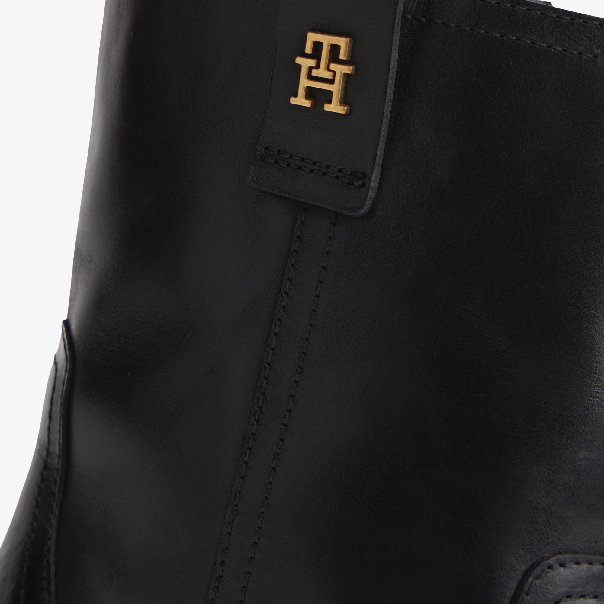 Tommy Hilfiger Riding Leather Mid Block Heel Kadın Siyah Bot