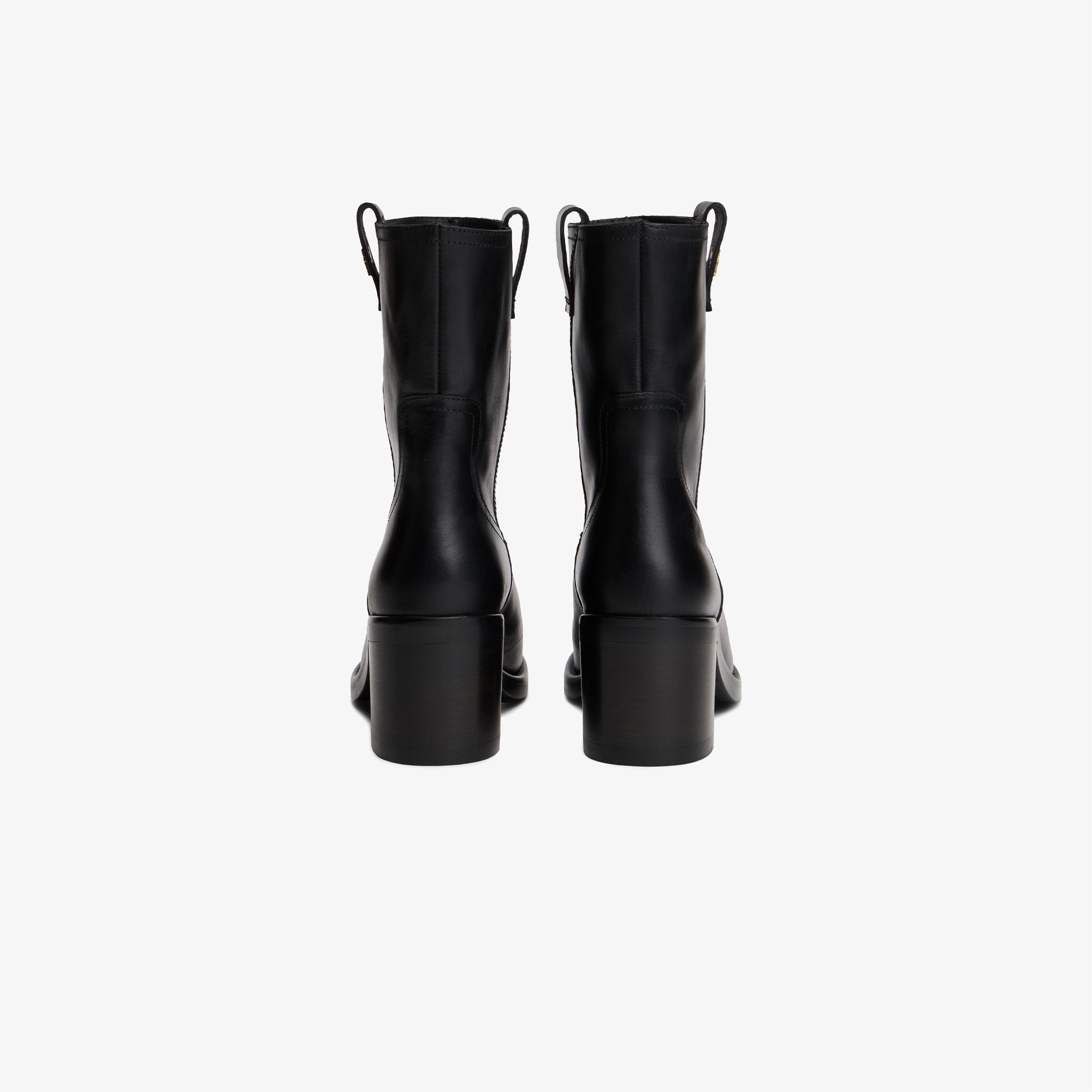 Tommy Hilfiger Riding Leather Mid Block Heel Kadın Siyah Bot