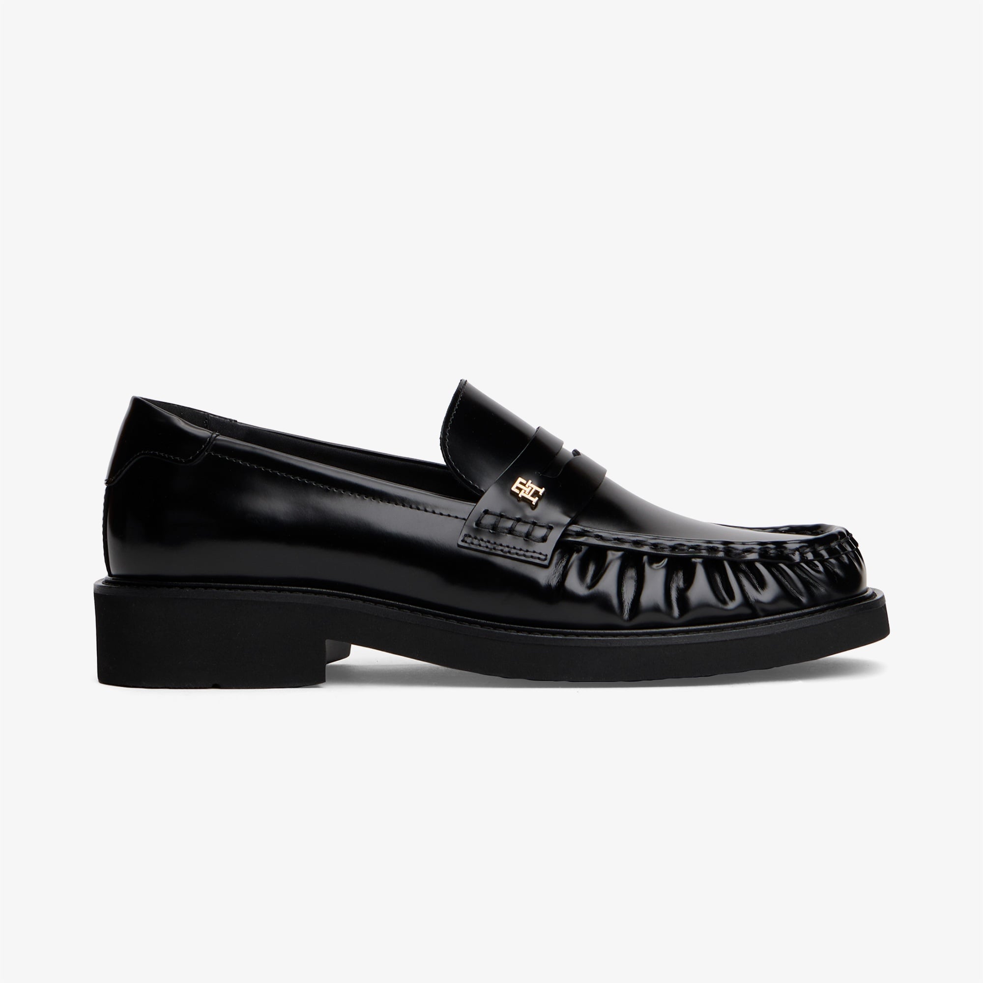Tommy Hilfiger Square Toe Abrasivato Kadın Loafer Siyah Loafer