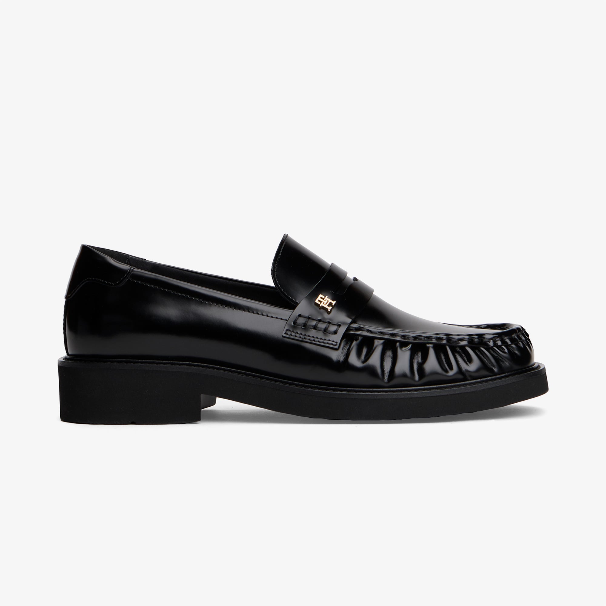  Tommy Hilfiger Square Toe Abrasivato Kadın Loafer Siyah Loafer