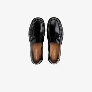  Tommy Hilfiger Square Toe Abrasivato Kadın Loafer Siyah Loafer