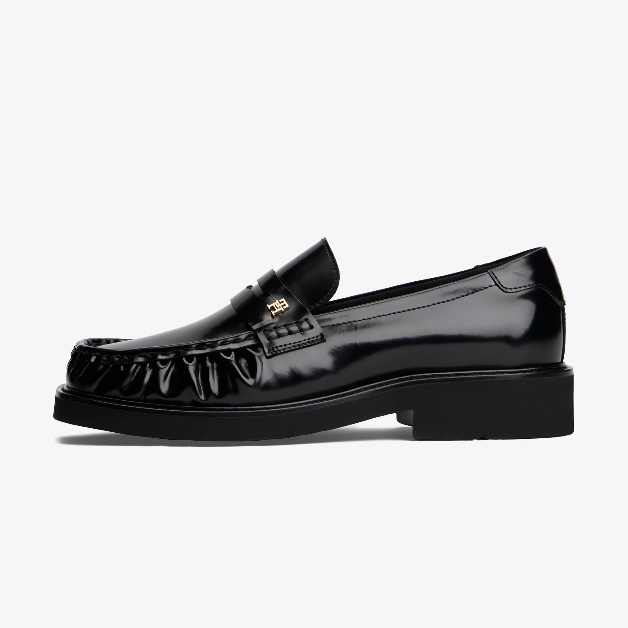 Tommy Hilfiger Square Toe Abrasivato Kadın Loafer Siyah Loafer