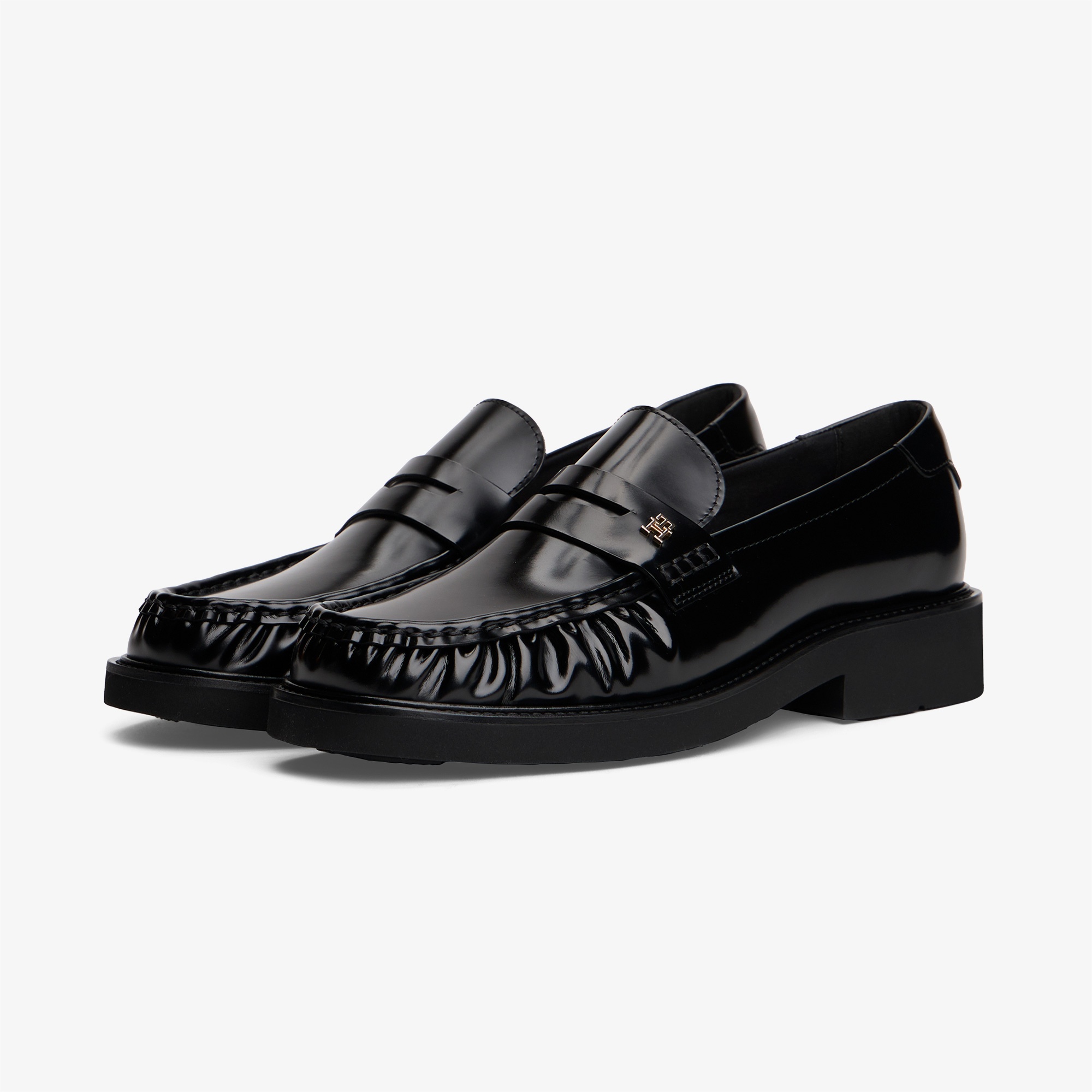 Tommy Hilfiger Square Toe Abrasivato Kadın Loafer Siyah Loafer