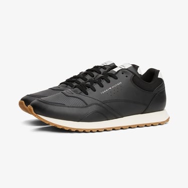  Tommy Hilfiger New Runner Eva Leather Essential Erkek Siyah Sneaker
