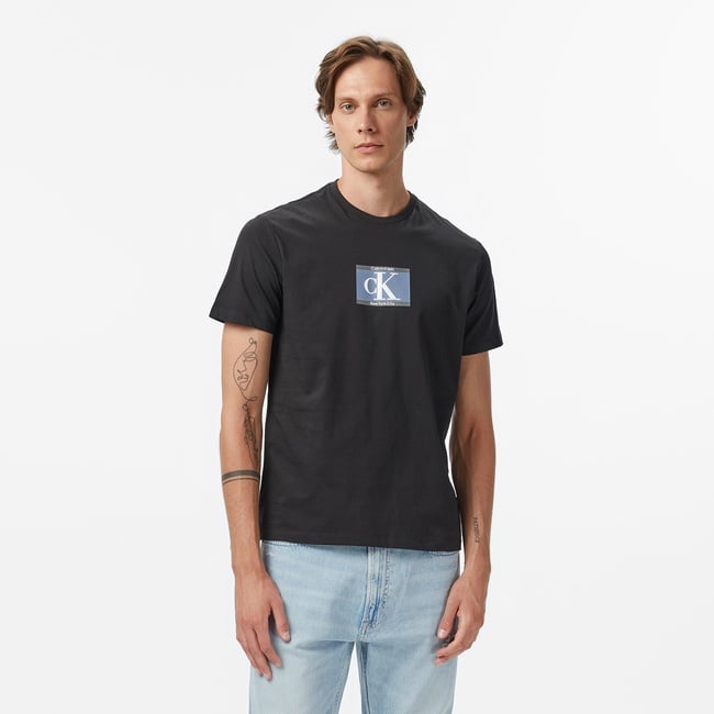  Calvin Klein Box Tape Graphic Erkek Siyah T-Shirt
