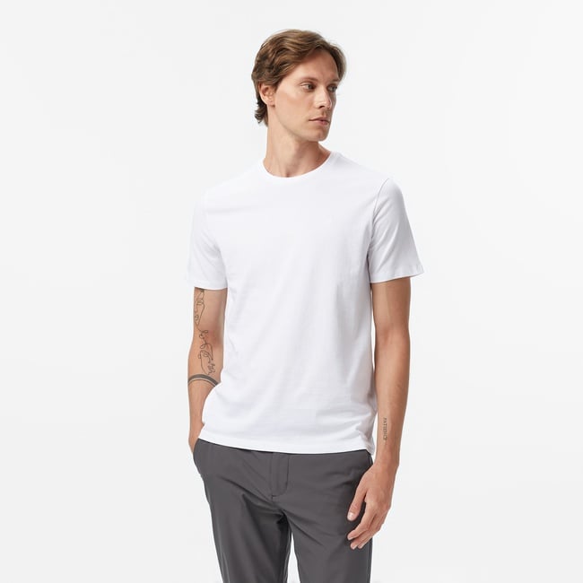  Calvin Klein Smooth Solid Erkek Beyaz T-Shirt