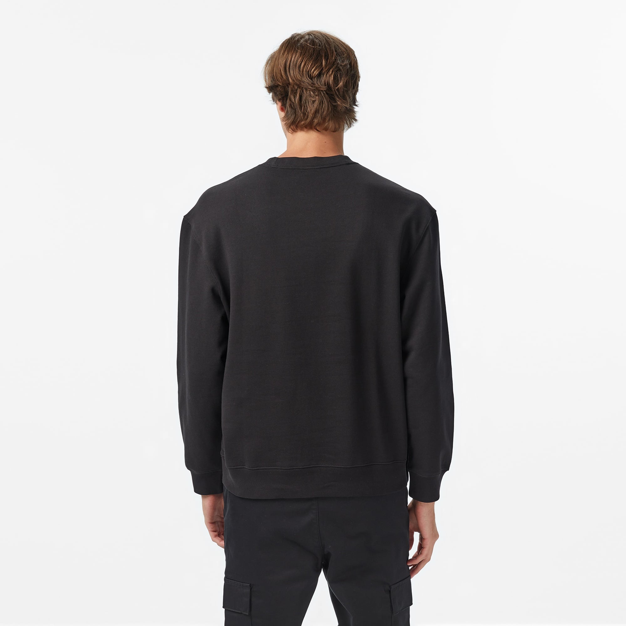 Calvin Klein Terry Bauhaus Logo Erkek Siyah Sweatshirt