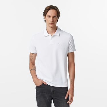  Calvin Klein Refined Pique Tipped Classic Erkek Beyaz Polo