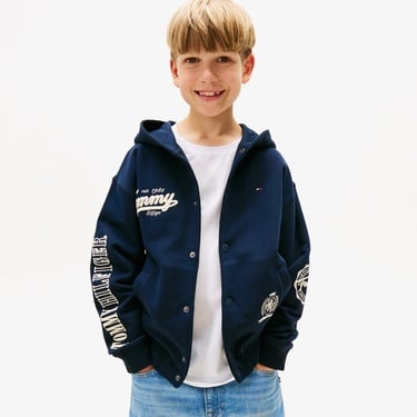 Tommy Hilfiger Varsity Graphic Button Çocuk Lacivert Kapüşonlu Ceket