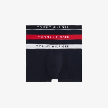  Tommy Hilfiger Lastikli Logolu Erkek Lacivert 3'lü Boxer