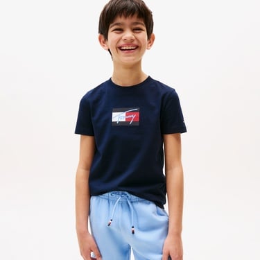  Tommy Hilfiger Flag Çocuk Lacivert T-Shirt
