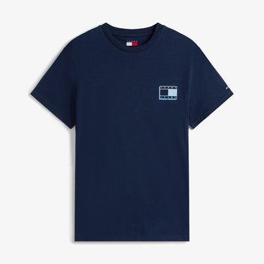  Tommy Jeans Slim Pop Color Flag Erkek Mavi T-Shirt
