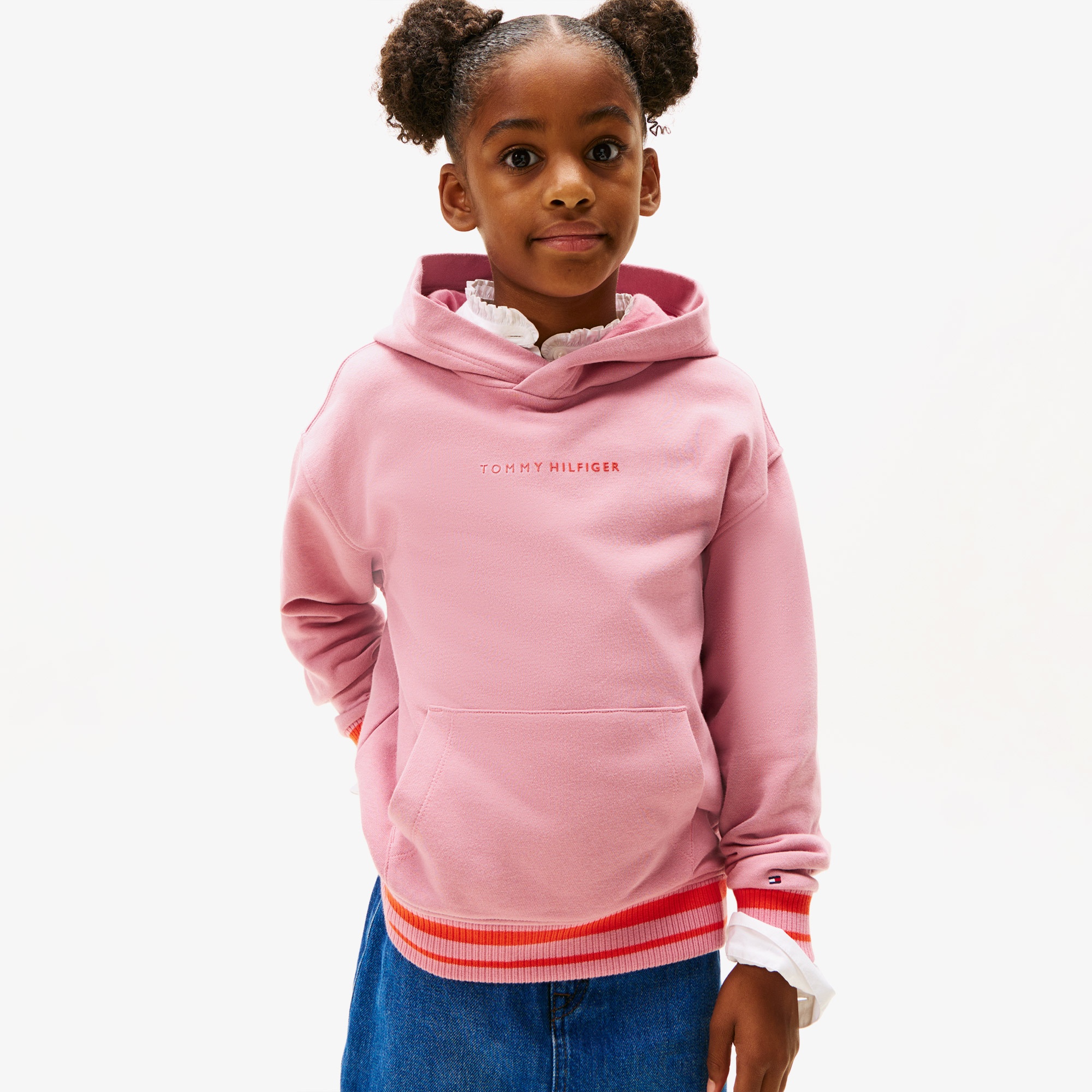 Tommy Hilfiger Mini Logo Çocuk Pembe Hoodie