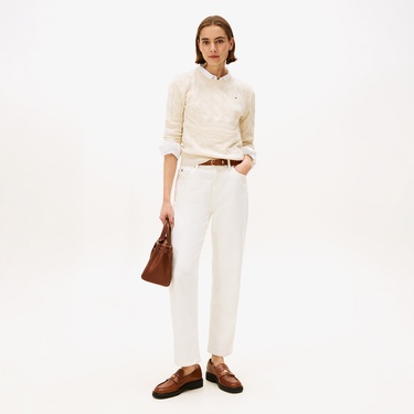  Tommy Hilfiger Soft Wool Cable Kadın Bej Kazak