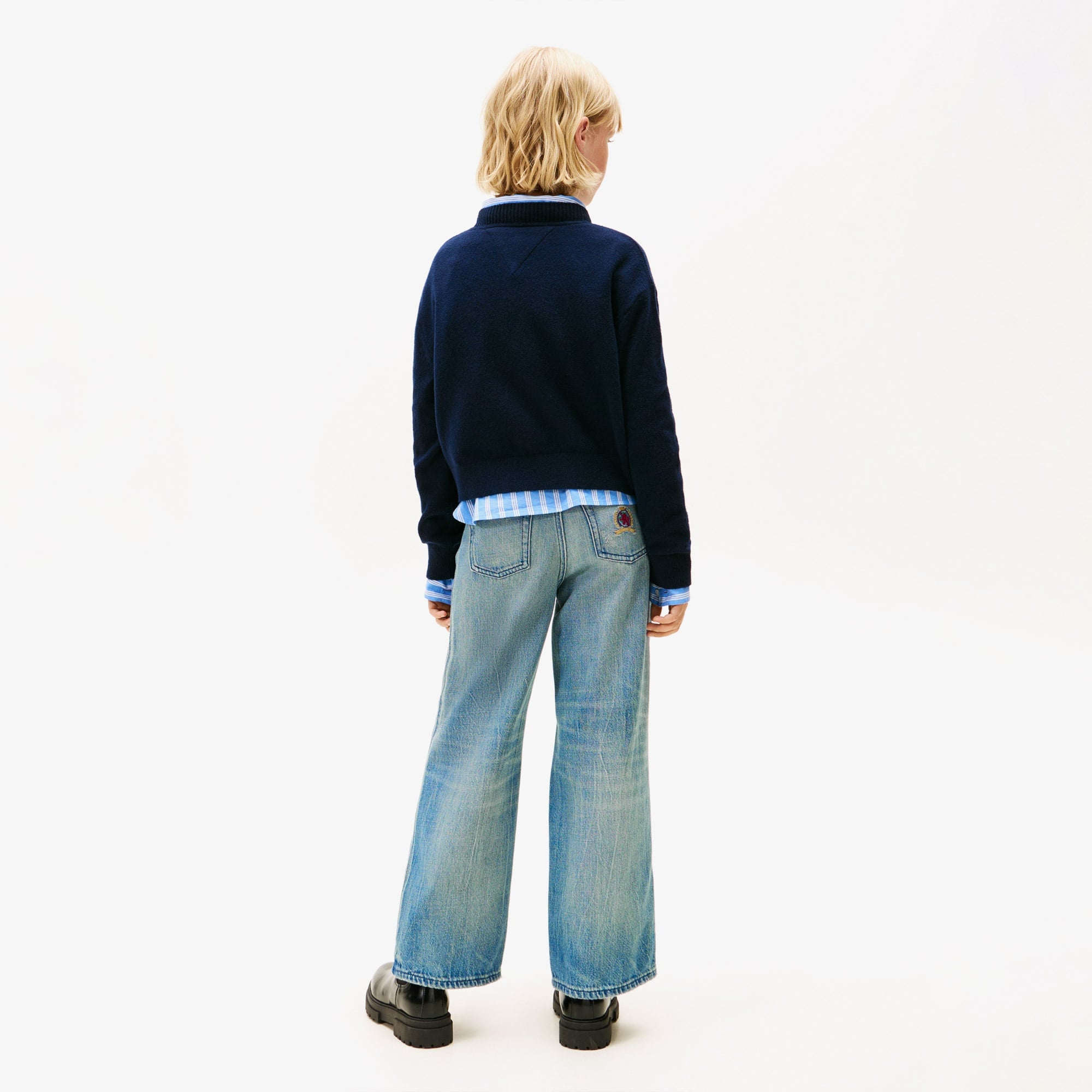 Tommy Hilfiger Heart Jacquard Çocuk Lacivert Kazak